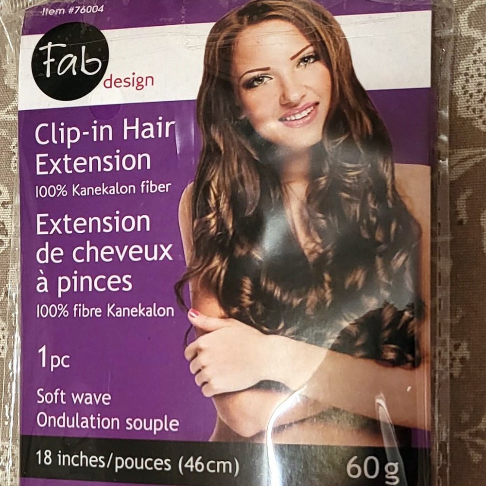 NEW Hair Extension, Synthetic, Clip, Med. Reddish/Golden Brown, 18"